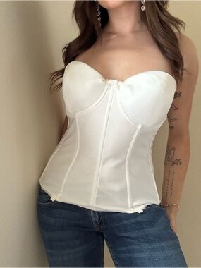 Strapless Satin Corset Top in Ivory - Women Intimates & Shapewear